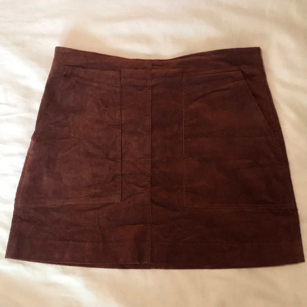Rust-colored corduroy miniskirt from Roolee